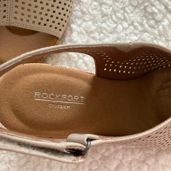 NWT Rockport Women's Briah perforated sling back wedge taupe sandal, size 8M - Picture 8 of 12